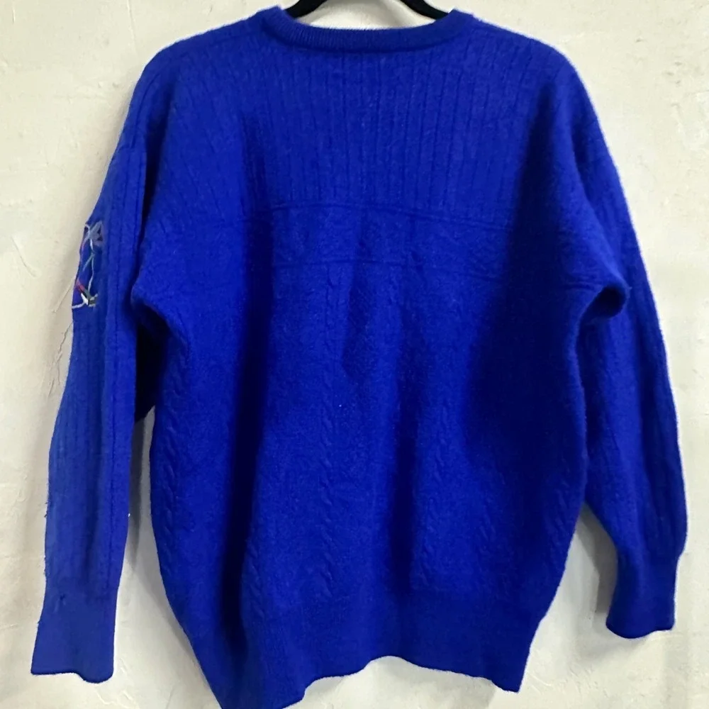 Pringle Nick Faldo Argyle Lambswool Golf Crew Neck Blue Sweater Sz Mens Medium